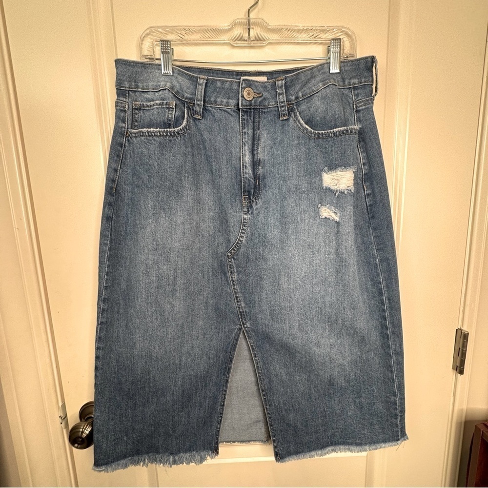 Dark Wash Denim Midi Skirt - Picture 7 of 17